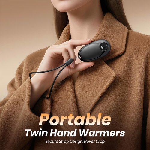 Hand Warmers Rechargeable 2 Pack Electric Hand Warmers Magnetic, 24Hrs Long Soft Heating Pocket Heater Gifts for Men Women Christmas Hiking Golf Hunting Ski (Black)