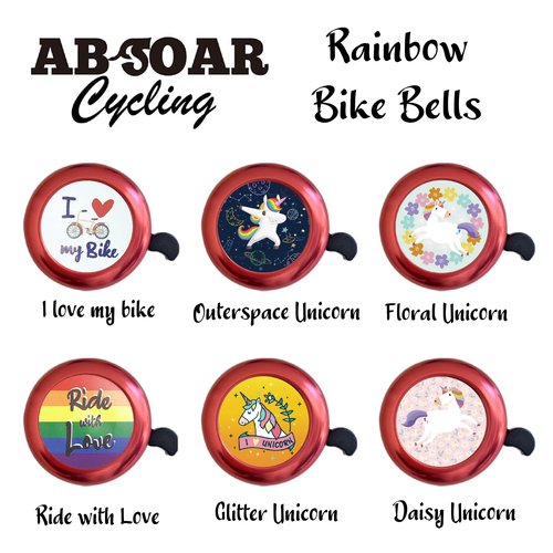 ABSOAR Cycling Unicorn Bike Bell for Retro City Road Bike Lovely Unicron Rainbow Flowers MTB Boys Girls Kids Adults Kids Bicycle Bell, Floral Unicorn, Blue