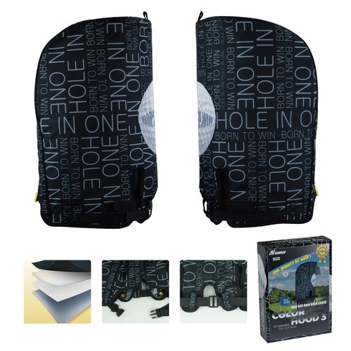 SANDIAN Golf Bag Rain Hood Cover, Waterproof 1260D Oxford Polyester, 12x20 Inches, 0.3 Inch Padded Protection, TPU Coated, Two Side Zipper, Adjustable Buckle, [Born to Win]