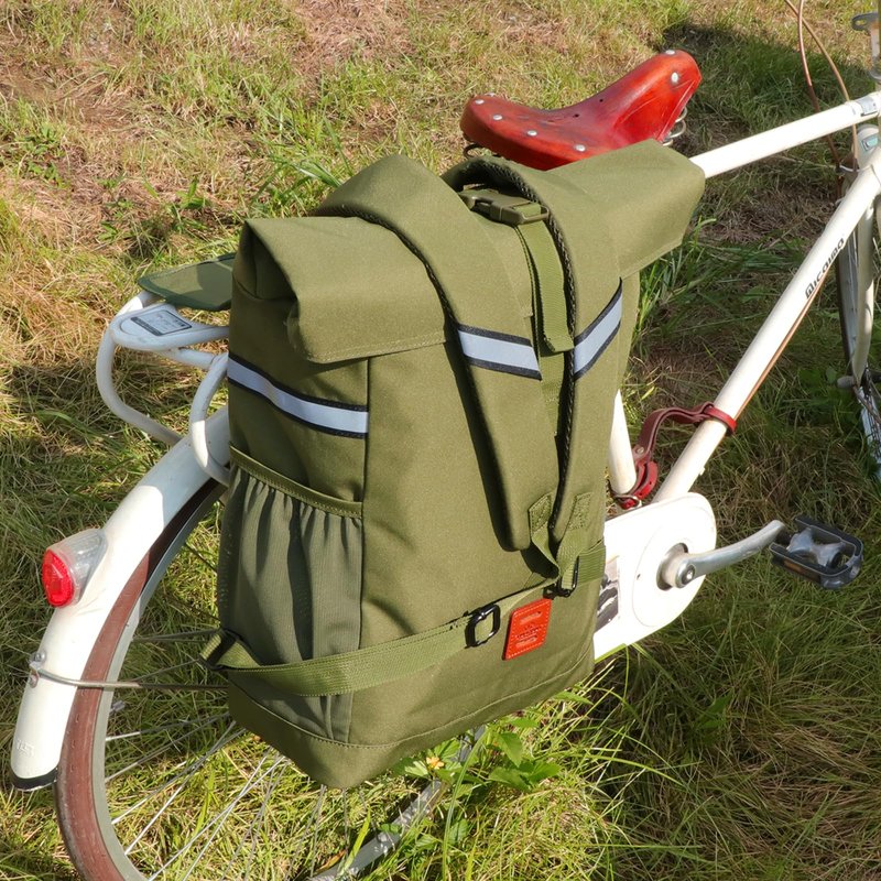 TOURBON Nylon Backpack Pannier Bike Rear Rack Bag Bicycle Saddlebag Cycling Accessories for Commuting Shopping Traveling