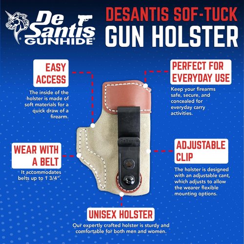 DeSantis Sof-Tuck IWB Holster- Holster IWB, Conceal Carry Gun Holster, Compact Left Hand Holster, Compatible with SIG Sauer P365, SIG P365 SAS - Left Hand Draw, Tan