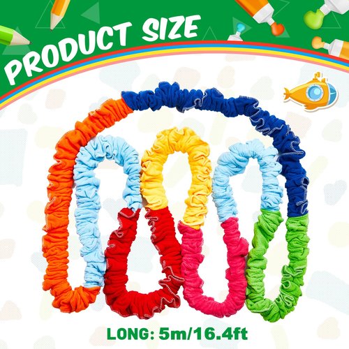 Jecery Cooperative Stretchy Band Carnival Games Elastic Fleece Tug of War Rope Sack Race Bags Legged Race Bands for Stretchy Band Music Activities Field Day Kids Adult Games(1 Pcs,16.4 ft)