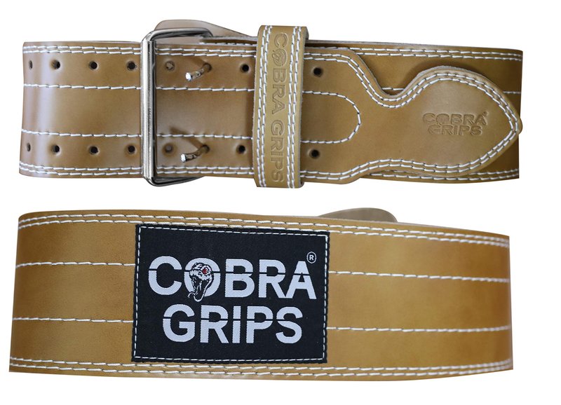 Weight Power Lifting Belt 4” Wide Cobra Grips Best Premium Genuine Leather Belt for Men & Women Adjustable Weightlifting Back Support (Brown, Medium 32"-40")