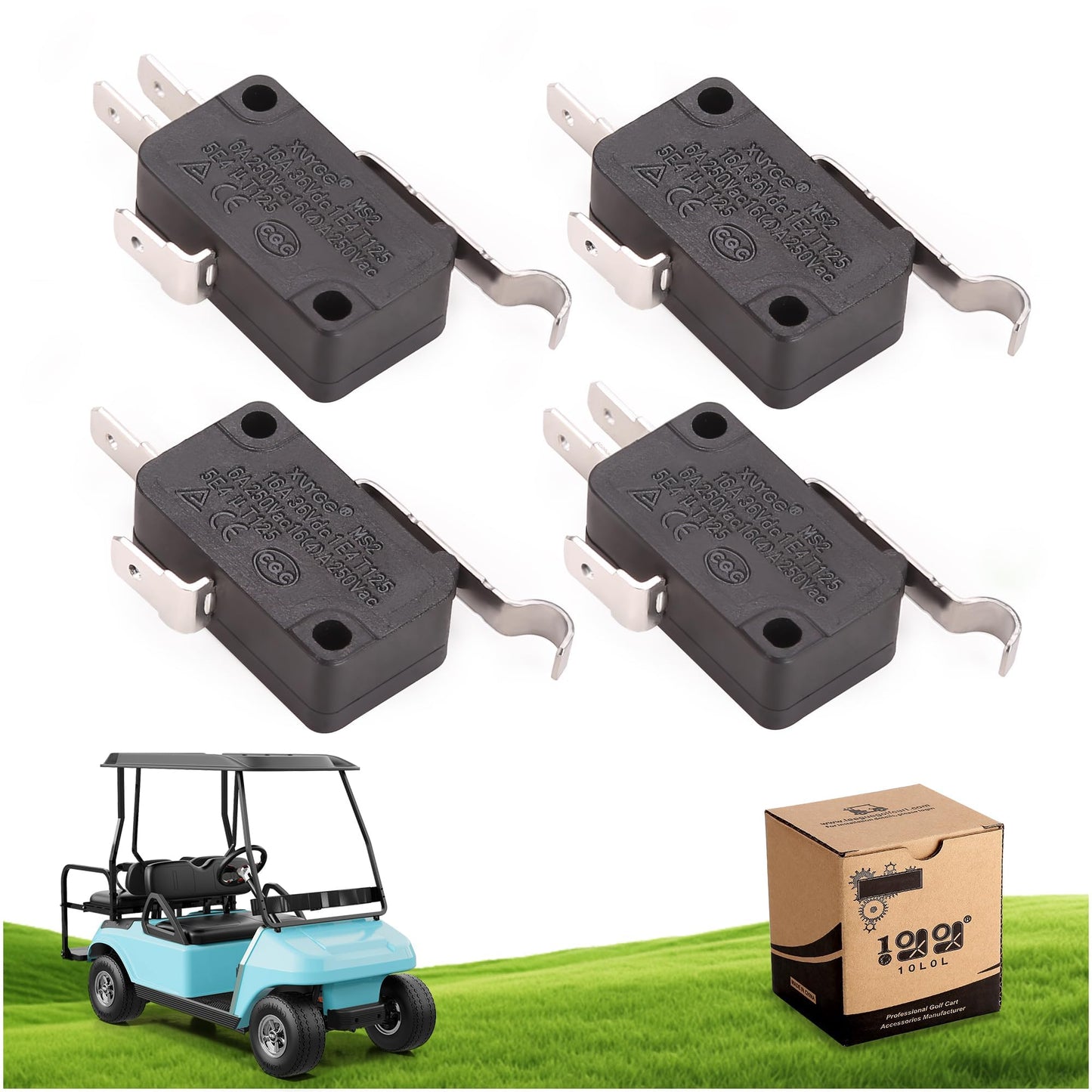 10L0L Golf Cart Micro Switch Kit, 2-Prong & 3-Prong Switches for Club Car DS Precedent Tempo, OEM 1014807 1014808 1014240 1014805, 4-Pack