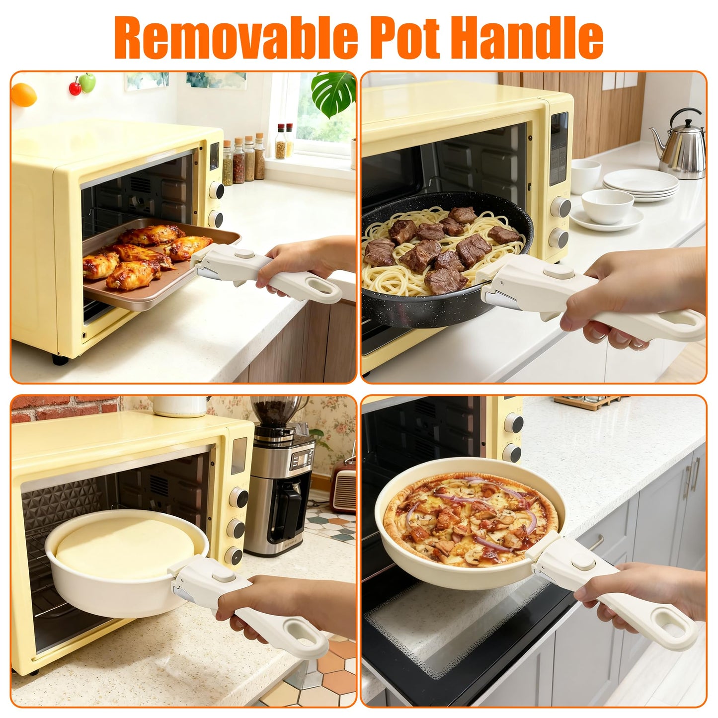 QCCTPUU Removable Pot Handle 2PCS, Detachable Replacement Handle for Pots and Pans, Universal Replacement Compatible with Most Cookware, Durable and Heat-Resistant (White)
