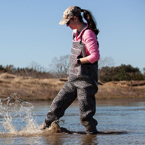 HISEA Women's Chest Waders - 4.5mm Neoprene Leopard Print | Insulated Waterproof Fishing Waders