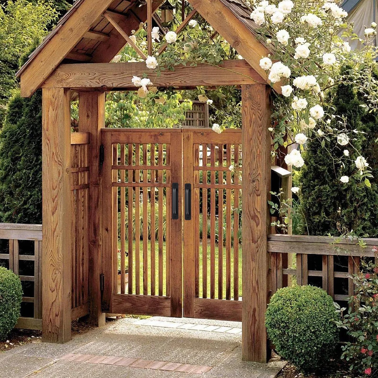 Barn Door Handles, 5.9" Gate Handle Outdoor Fence, Black Door Pulls Handle, Aluminium Alloy Sliding Closet Door Handle For Bifold Door, Kitchen, Cabinet, Bathroom, Closet, Garage Shed (2 Pack)