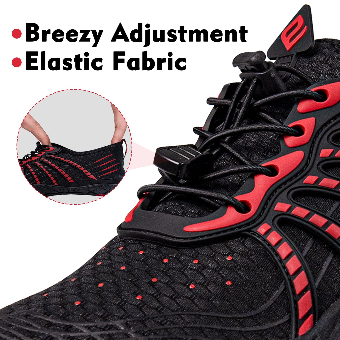 Water Shoes for Women and Men - Quick-Dry Lightweight Swim Shoes for Beach,Pool,Hiking Black/Red