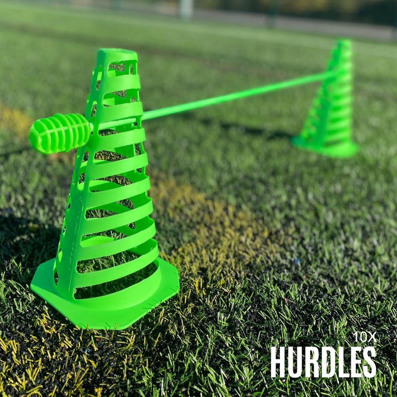 QUICKPLAY PRO Speed + Agility Set, Multi-Sport Training Agility Poles | Cones | Speed Hurdles | Soccer Tennis | Crowd Barrier (PRO Speed & Agility Set)