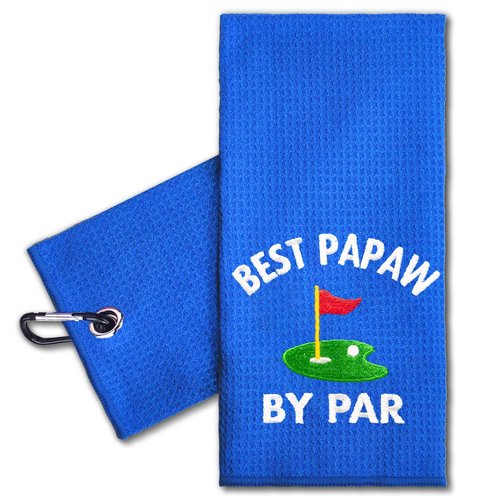 ERHACHAIJIA Best Papaw by Par Embroidered Golf Towel with Clip. Funny Golf Accessories Gifts for Men Father Papa Golf Lover, Birthday Retirement