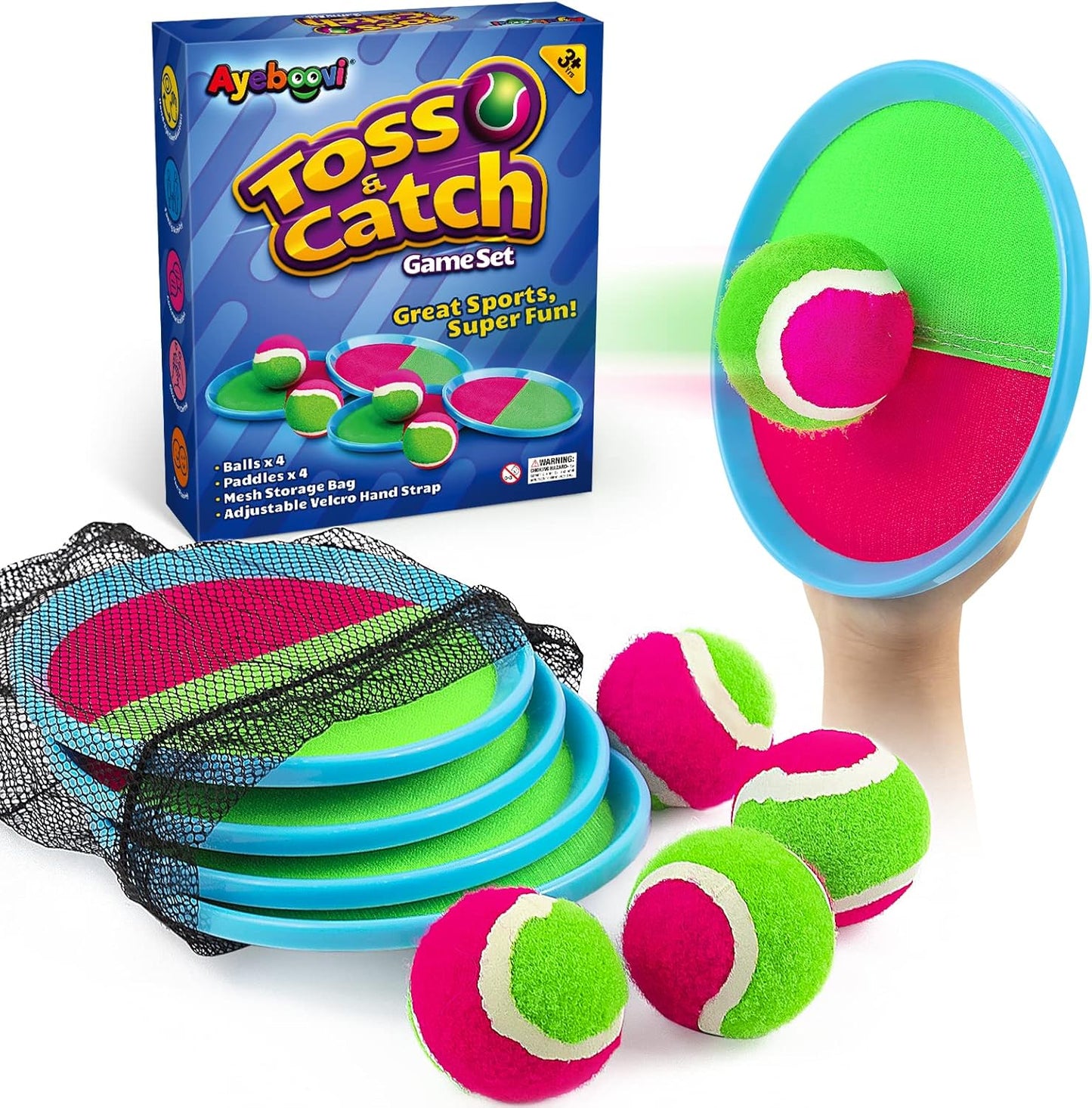 Ayeboovi Toss and Catch Ball Game - Fun Outdoor Toy for Kids Aged 3-10 | Perfect for Yard and Beach Games