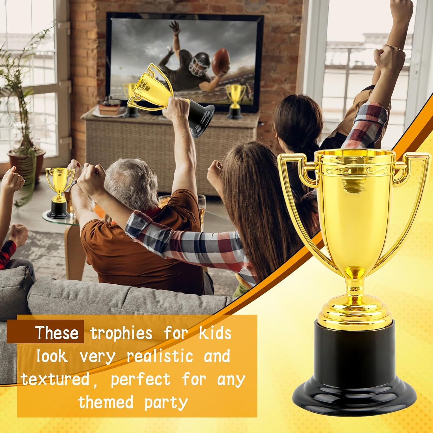 Mini Trophies - 8 Pcs 6-Inch Gold Plastic Trophy Cups for Kids Sports Tournaments & Party Favors