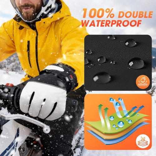 Heated Gloves for Men Women, Upgraded 8000mAH Rechargeable Heated Winter Gloves with Touchscreen, Non-Slip Waterproof Electric Heating Ski Gloves for Winter Outdoor Skiing Snowboarding Sports Work
