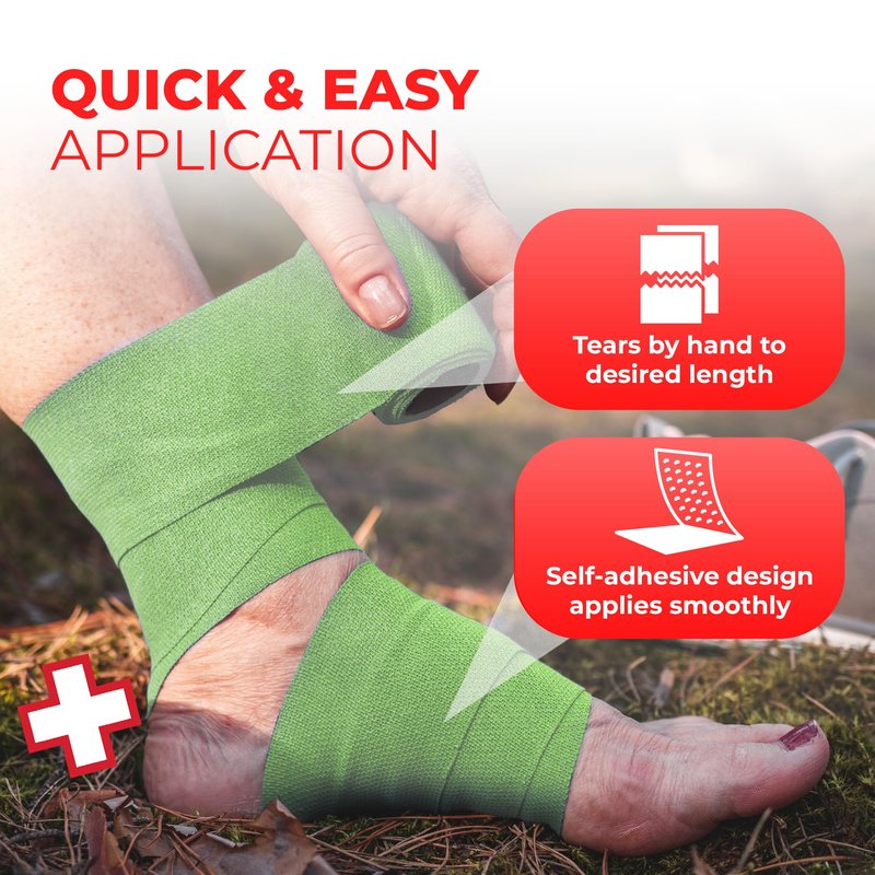 Ever Ready First Aid Self Adherent Cohesive Bandages 3" x 5 Yards - 12 Count, Rainbow Colors