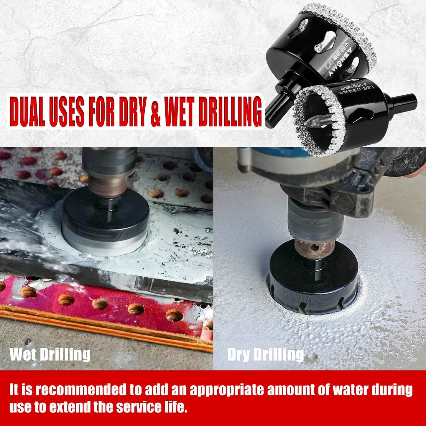 2-1/4 Inch Diamond Hole Saw with Pilot Drill Bit, 2-1/4" Serrated Brazing Tile Hole Saw Diamond Core Drill Bits with Guiding Bit for Ceramic Porcelain Tile Glass Stone Granite Marble