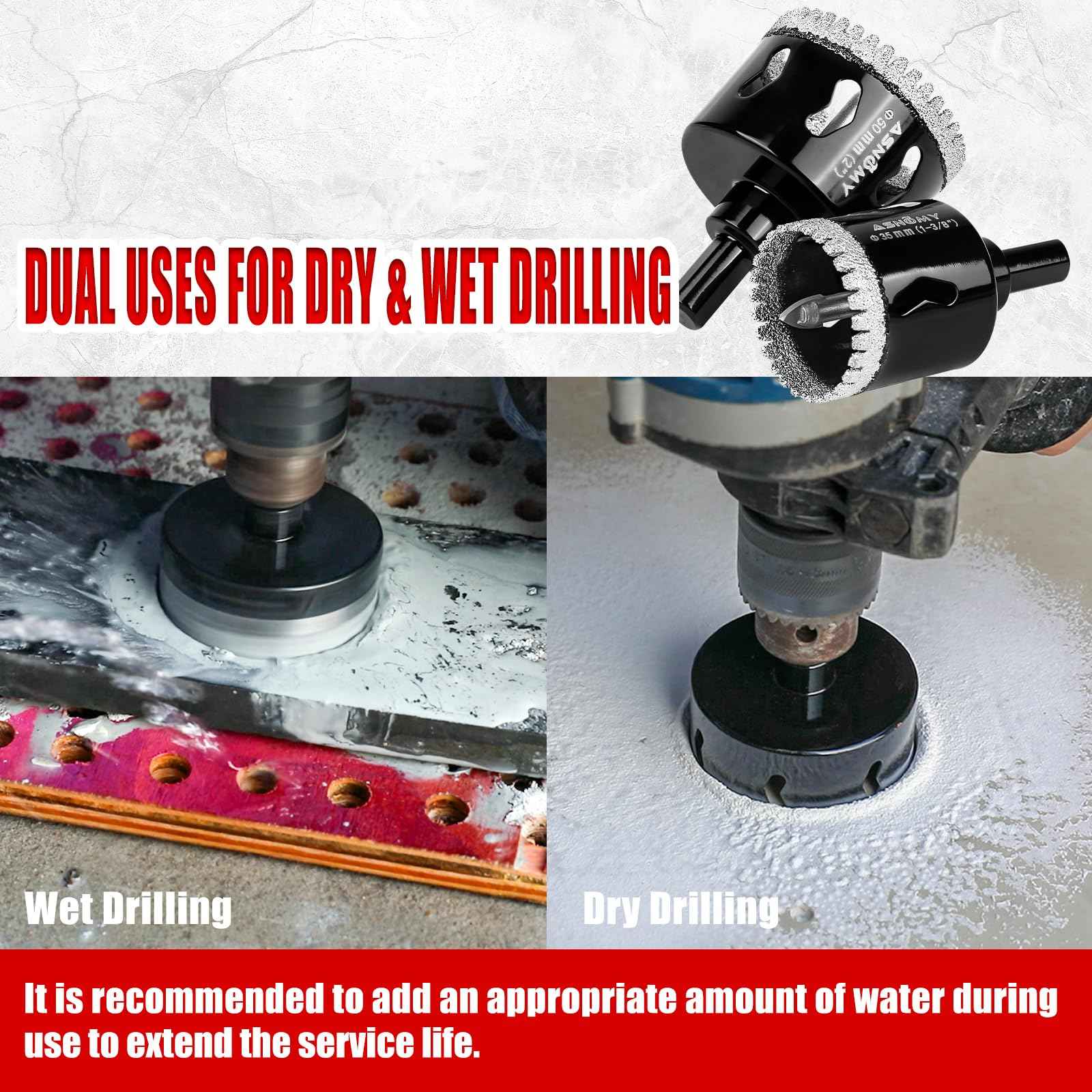 2-1/4 Inch Diamond Hole Saw with Pilot Drill Bit, 2-1/4" Serrated Brazing Tile Hole Saw Diamond Core Drill Bits with Guiding Bit for Ceramic Porcelain Tile Glass Stone Granite Marble