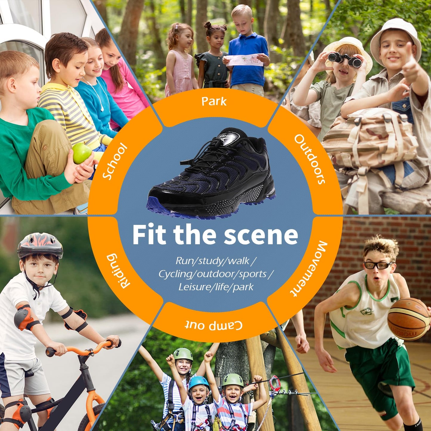 WETIKE Boys Shoes Boys Sneakers Kids Running Shoes 3.5 Girl's Tennis Shoes for Kids (Classic Blue)