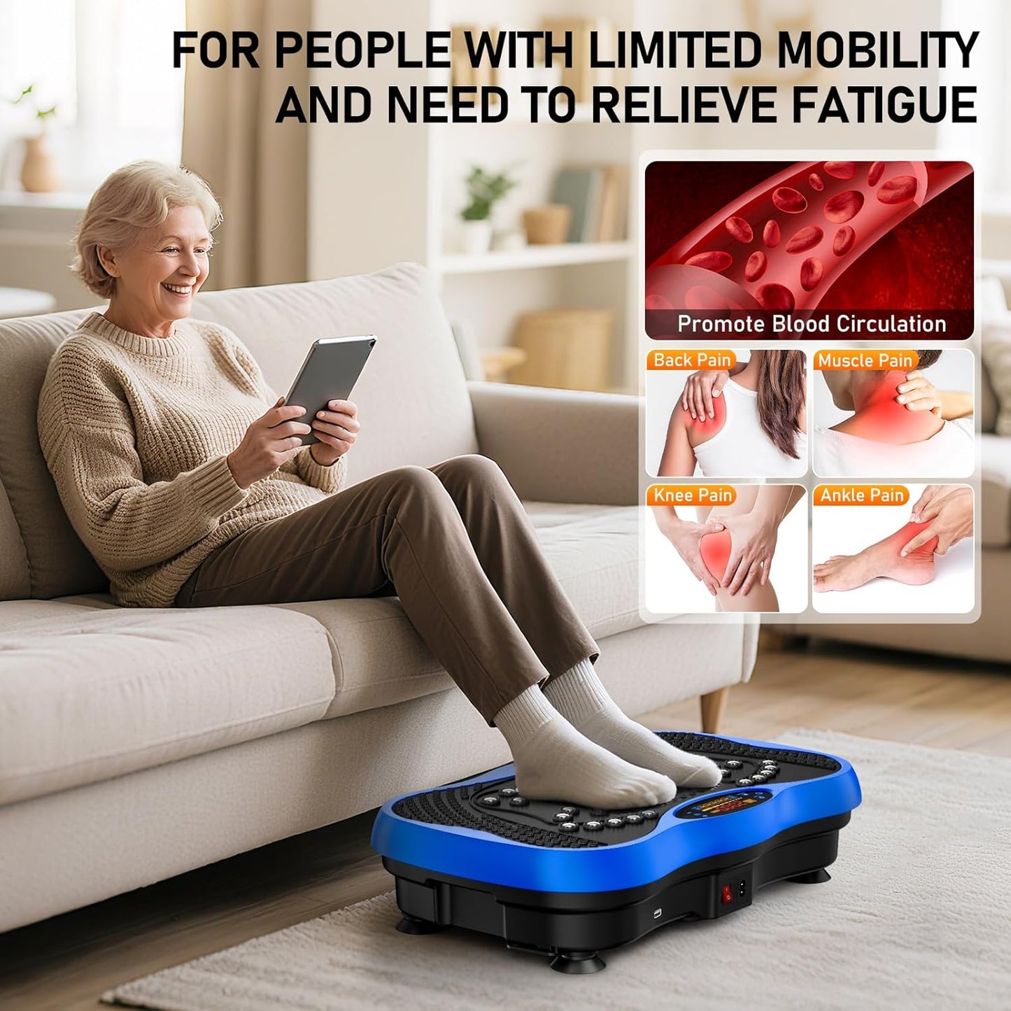Skiennix Vibration Plate Exercise Machine - 130 Levels for Full Body Workout & Weight Loss | 450 Lbs Capacity with Resistance Bands & Bluetooth
