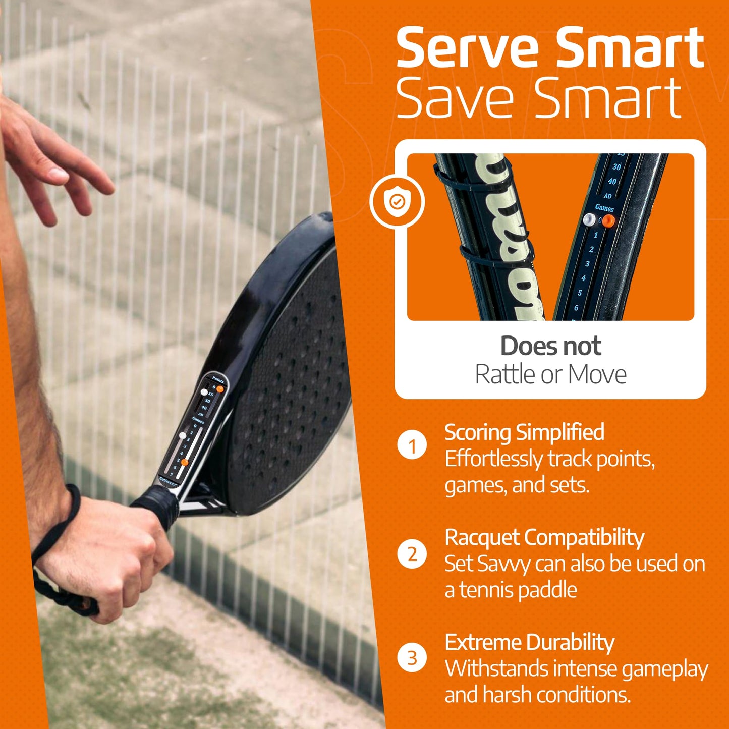 Tennis Score Keeper for Racket and Paddle, Tennis Score Counter, Easy-to-Mount Point Tracker for Recording Points, Games, and Sets, Featherweight Score Keeping Device, 2g (White Two Pack)