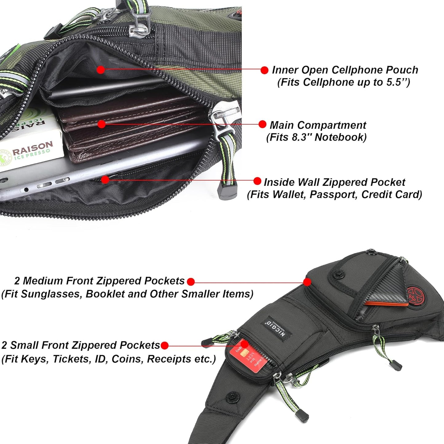 NICGID Sling Bag - Versatile Crossbody Backpack for Men & Women | Casual Daypack in Stylish Design