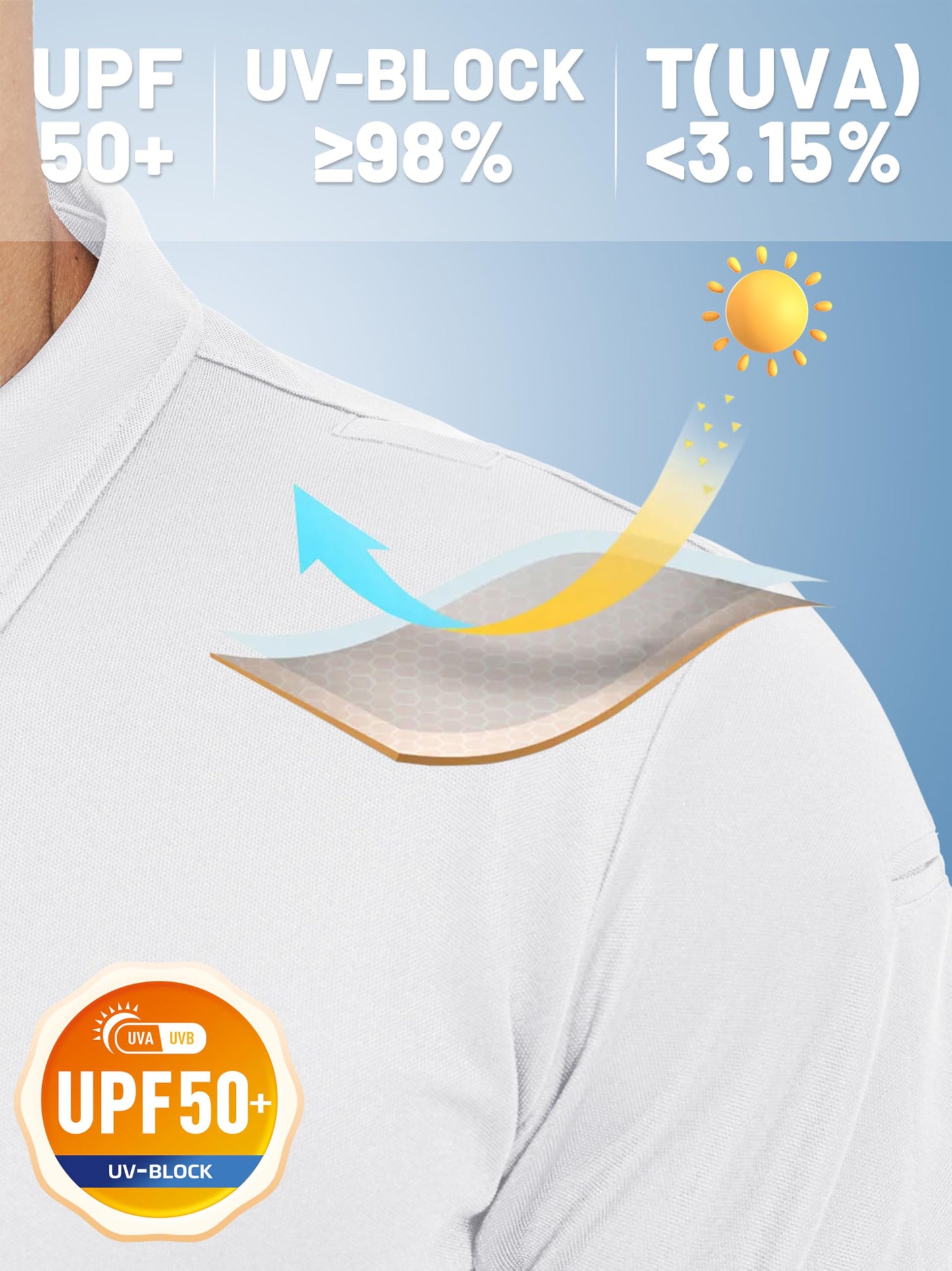 TACVASEN Polo Shirts for Men Dry Fit Short Sleeve Performance Collared Shirt Light UPF 50+ Tactical Work Golf Polos White, XL