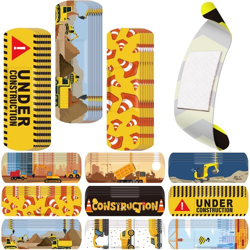 Panelee 120 Pcs Kids Dog Farm Animal Adhesive Bandages Monster Construction Trucks 20 Styles Puppy Cute Waterproof Breathable Bandages for Kids Girl Boy Children Toddler (Construction Trucks)