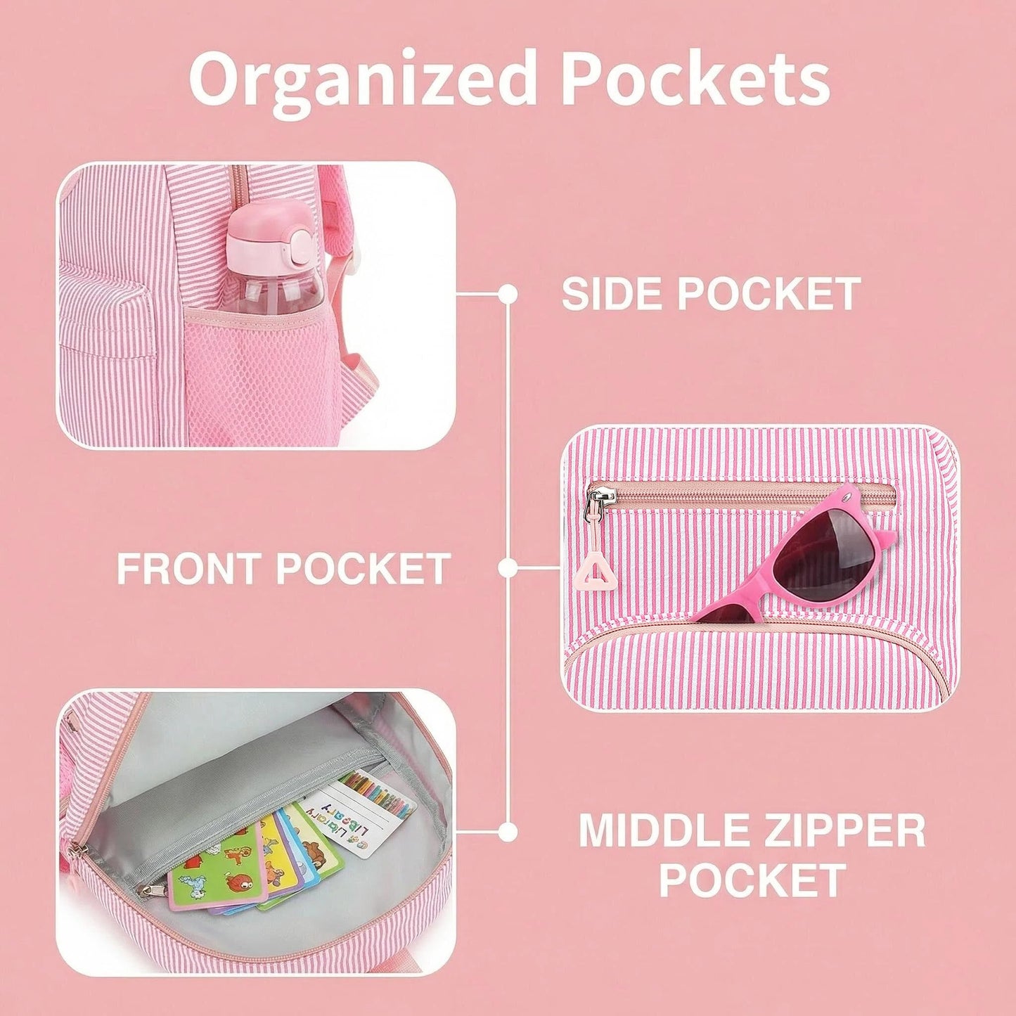 HuiLeo Mini Toddler Backpack for Girls 2-4, Cute Personalized Preschool Kindergarten Backpack for Kids Birthday Gifts (Pink A)