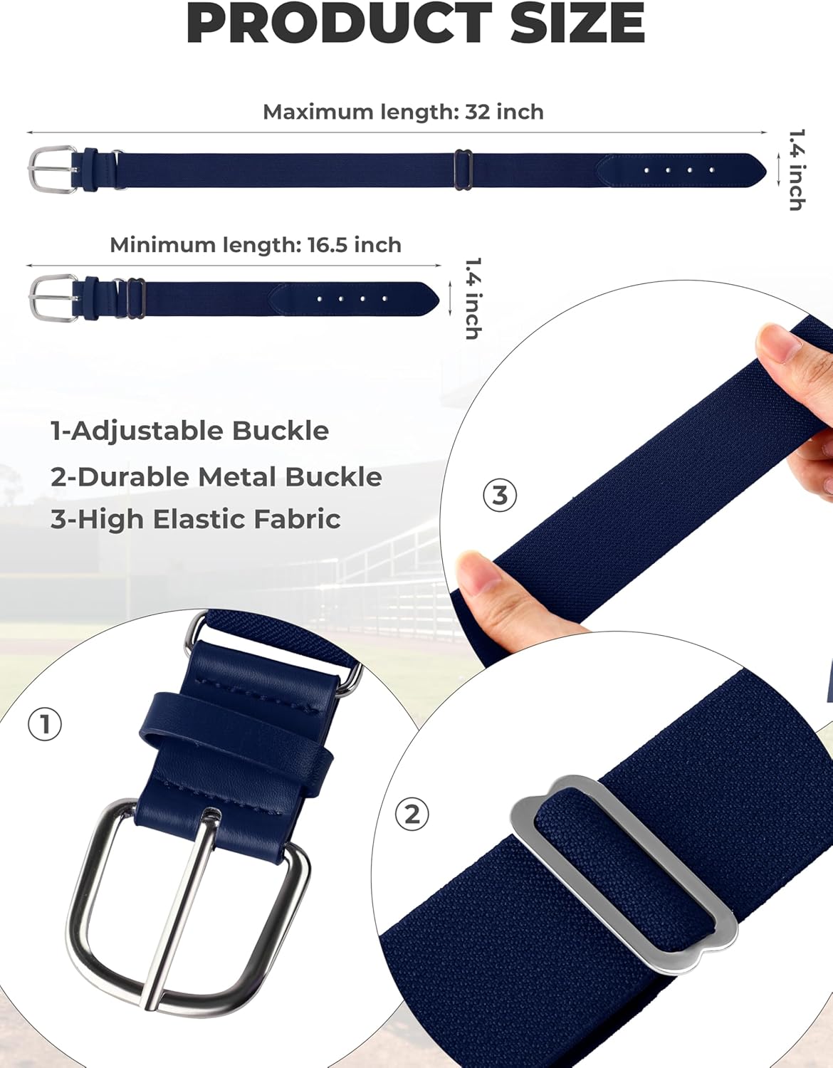 Skiennix Baseball Socks and Belt Combo - 3 Pairs Youth Softball Football Socks with Elastic Belts