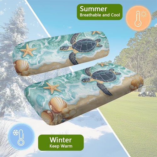Rarucativ Beach Turtle Golf Cart Seat Cover Lightweight Golf Cart Front Seat Cover Kit Keeps Seats Clean and Comfortable Golf Club Car Accessories Suitable for All Seasons