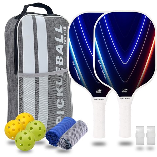 2024 Pickleball Paddles Set of 2,Fiberglass Board Honeycomb Sandwich,with 4 Pickle Balls,2 Cooling Towels,2 Sweatband, Pickleball Paddles Bag