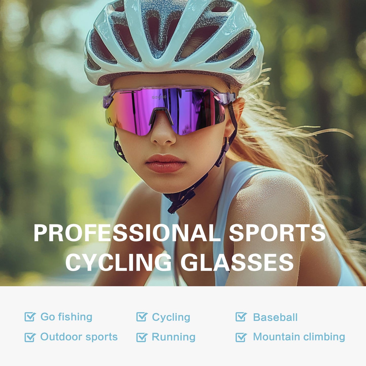suoso Kids Sports Polarized Sunglasses: Youth Baseball Sun Glasses, Cycling Glasses for Boys Girls Age 6-12 Lightweight TR90 Frame UV400 Protection for Teens