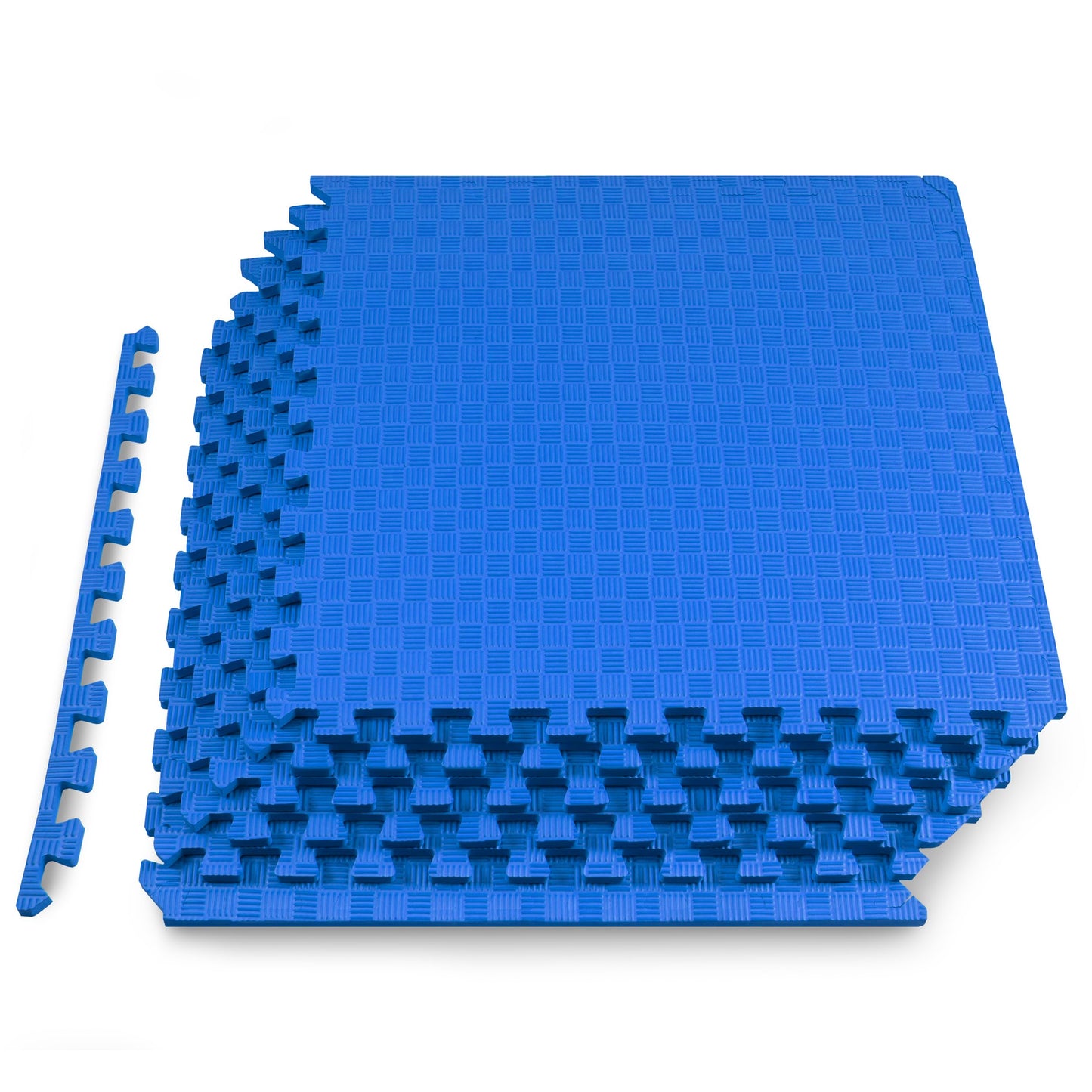 ProsourceFit Exercise Puzzle Mat ½-inch, Checkered EVA Foam Floor Tiles w/ Non-Slip Texture, Interlocking Design for Adjustable Gym Surfaces, Shock Absorbing, Blue, 24 Sq Ft - 6 Tiles