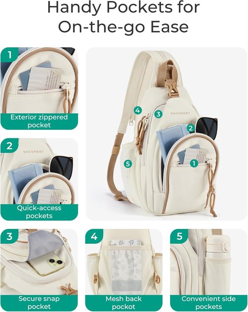 BAGSMART Small Crossbody Sling Bag - Anti-Theft Shoulder Backpack for Men & Women | Compact Design