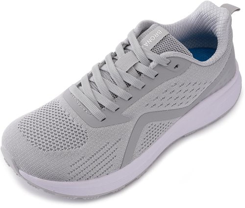 BRONAX Mens Wide Toe Box Running Shoes Lace up Tennis Athletics Walking Footwear Size 11 Gym Sports Rubber Outsole Jogging Male Sneakers Zapatos De Hombre Light Grey 45