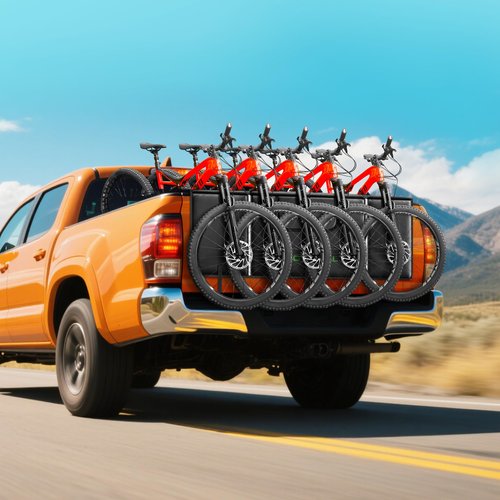 WOLFWILL Upgraded Tailgate Bike Pad, Waterproof Truck Tailgate Pad Cover for 5 Mountain Bikes with Reflective Strips Tool Pocket Rear Camera Opening