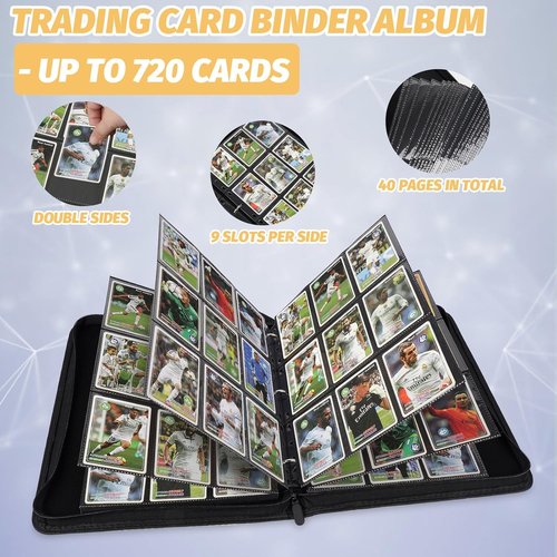 GERMUN Premium Zip Trading Card Binder - 720 Double-Sided Pocket Album for MTG & TCG (Red)