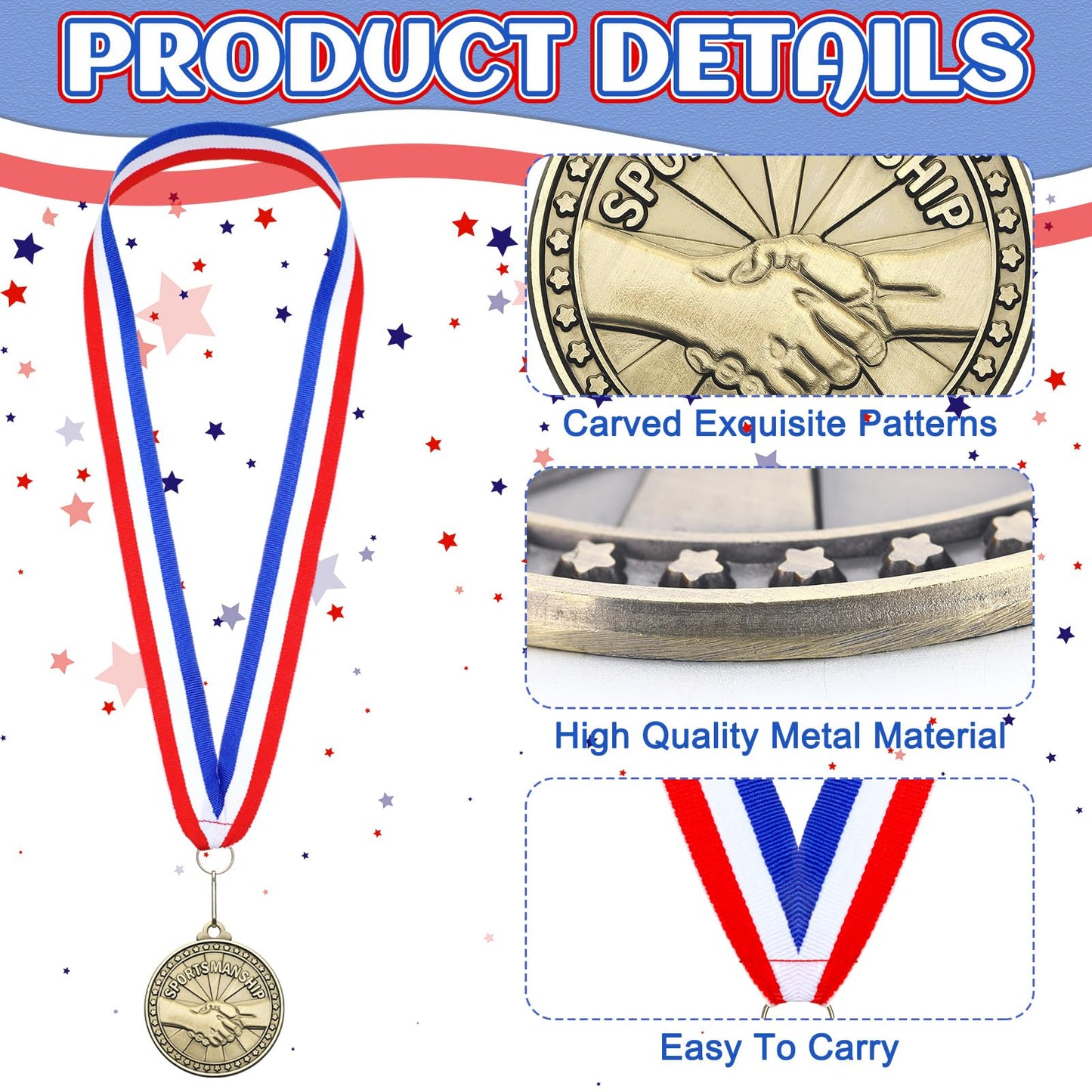 Remuuly 30 Pcs Gold Medals Bulk 2'' Basketball Soccer Baseball Volleyball Football Lacrosse Kickball Cheer Bowling Trophy Medals for Awards for Sports Participation Winner Gift(Gold,Sportsmanship)