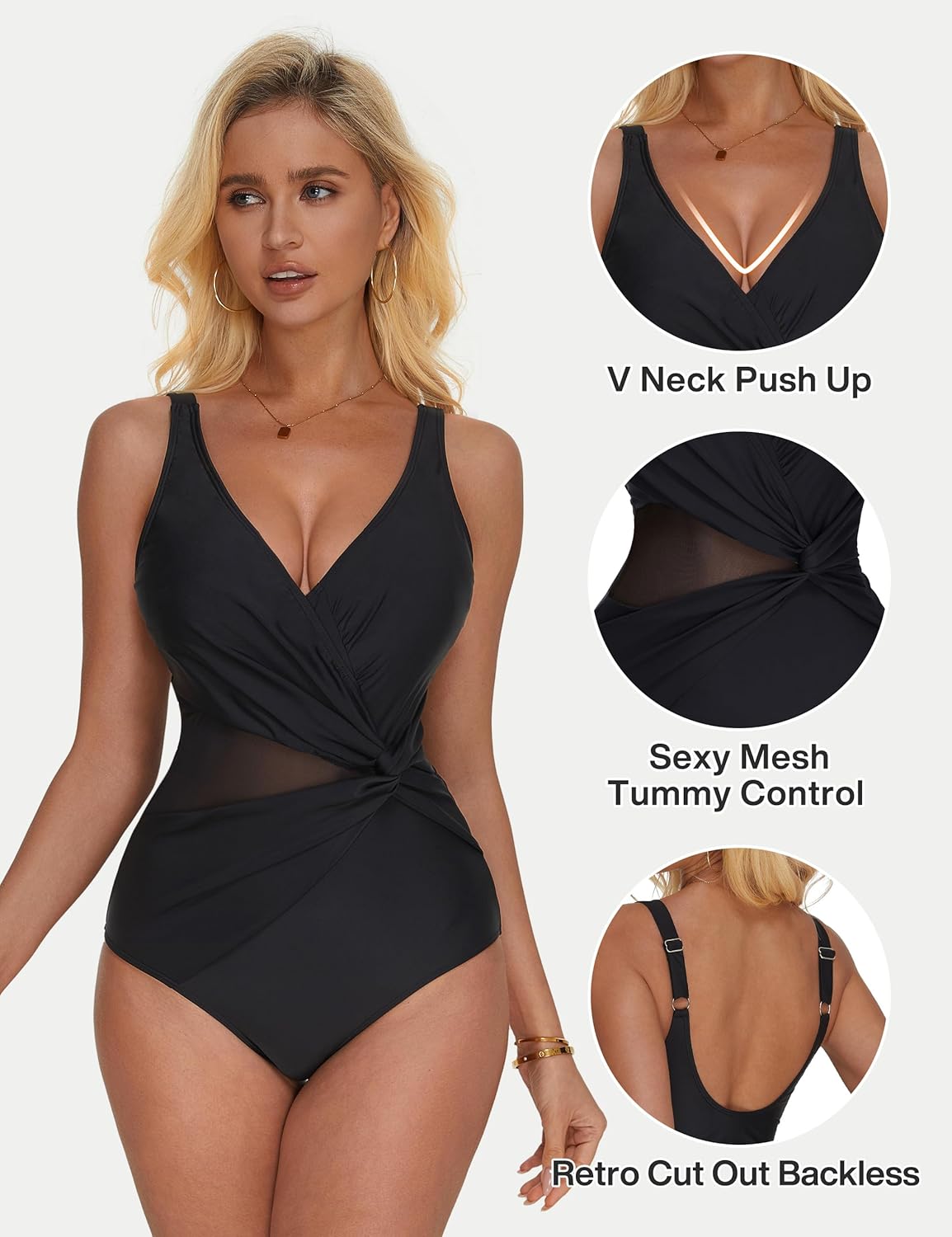 SUUKSESS One Piece Swimsuit - Sexy Mesh Tummy Control & Push-Up Design | Women's Bathing Suit
