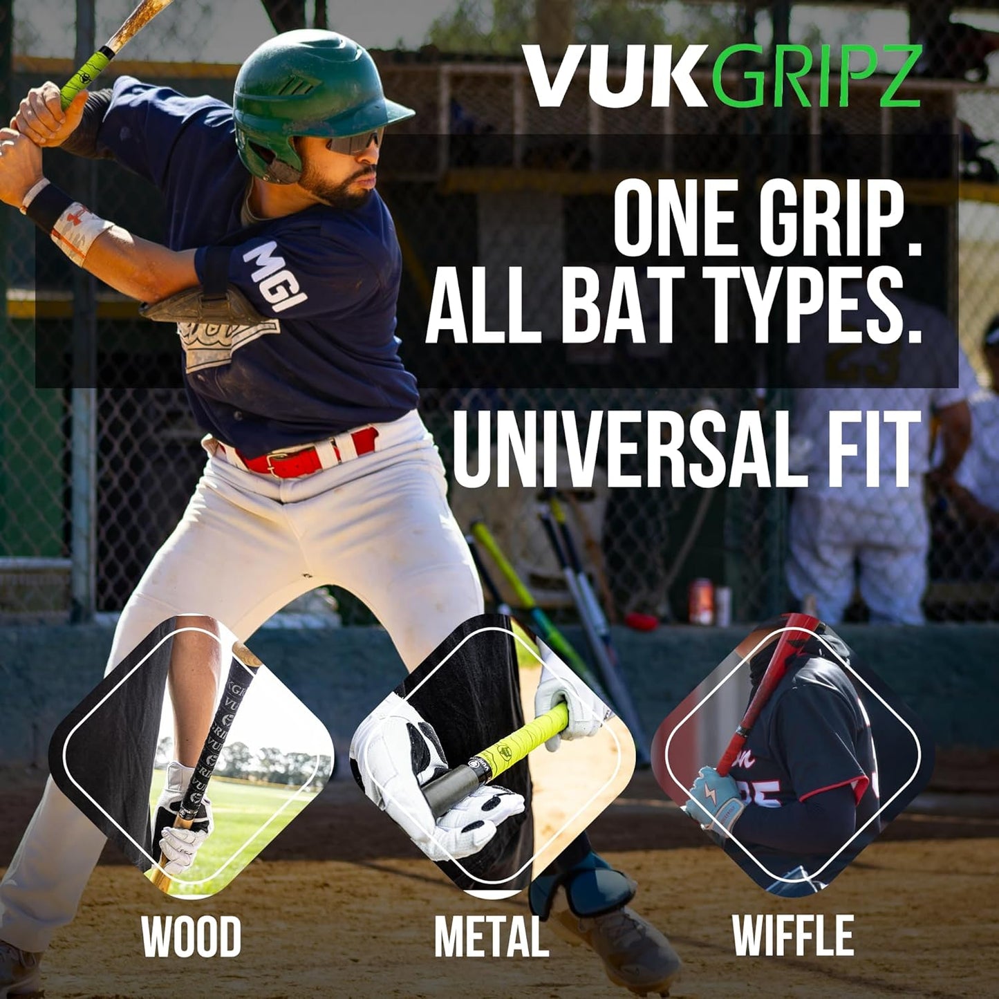 VukGripz Extra Long Bat Grip - Firm, Slip-Resistant Design for Enhanced Performance