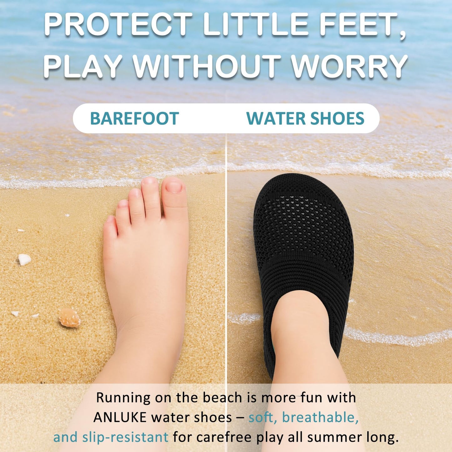 ANLUKE Kids Water Shoes Girls Boys Slippers Swimming Shoes Barefoot Quick Dry Aqua Socks