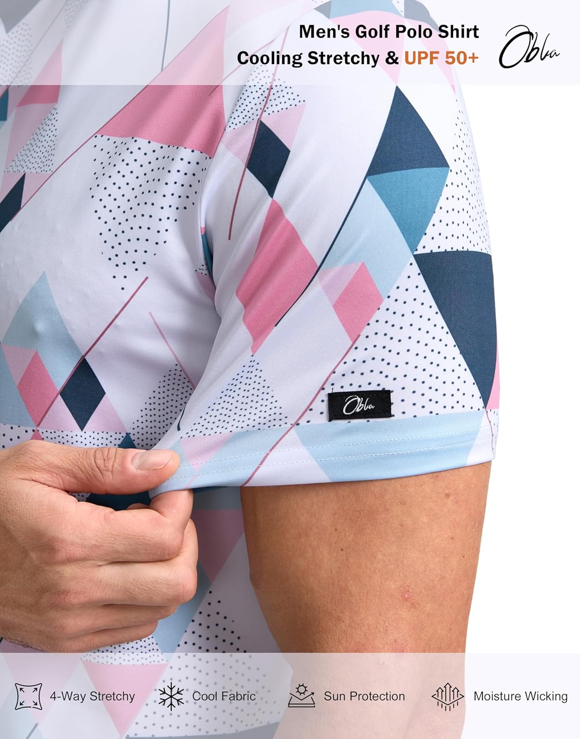 Obla Men's Golf Polo Shirt - Short Sleeve Moisture-Wicking Performance | Casual Print Design