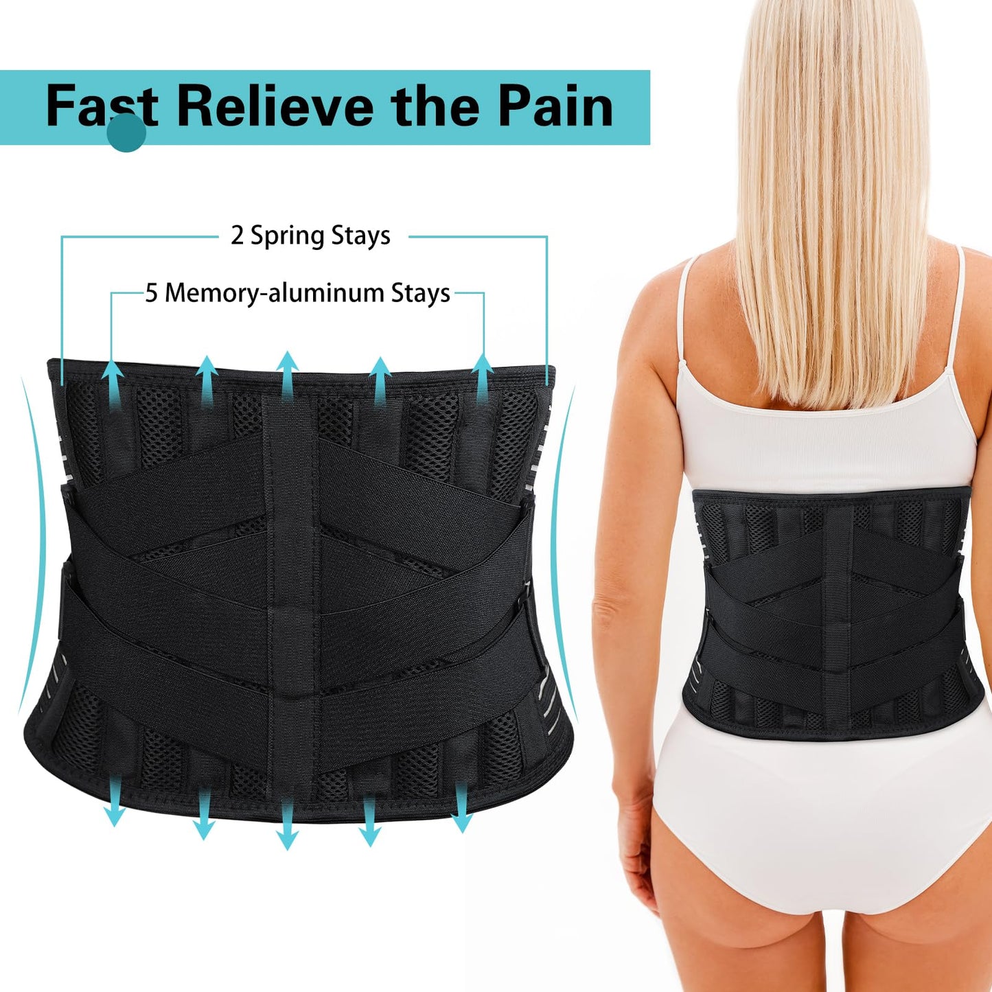 Back Brace for Lower Back Pain Relief, Anti-skid Lumbar Support Belt With Mesh for Women Men, Adjustable Lumbar Support Brace for Sciatica, Scoliosis, Body Shape Waist Trainer for Heavy Lifting, Gym, Workouts (L)