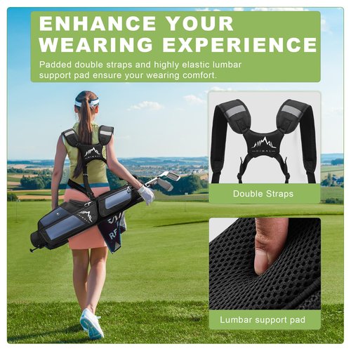 UNIHIMAL Sunday Golf Bag with Stand, 3.2 Lbs Lightweight Pitch and Putt Carry Bag with Cooler Pocket, Portable Driving Range Club Case for Men Women, Fits 5-6 Clubs, 31.5 Inch, Dark Black