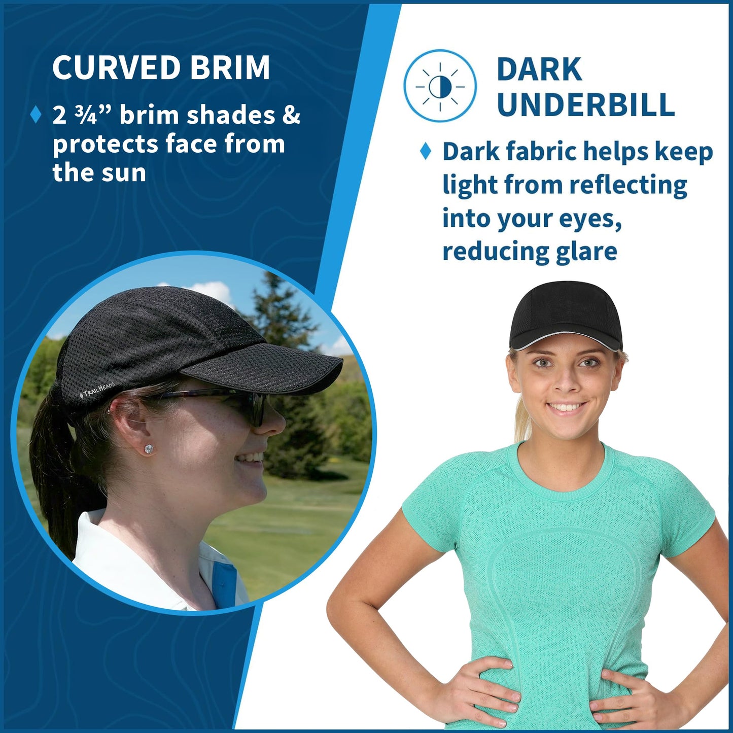 TrailHeads Women's Race Day Performance Running Cap, Lightweight & Quick Drying Mesh Sports Hat with Reflective Trim