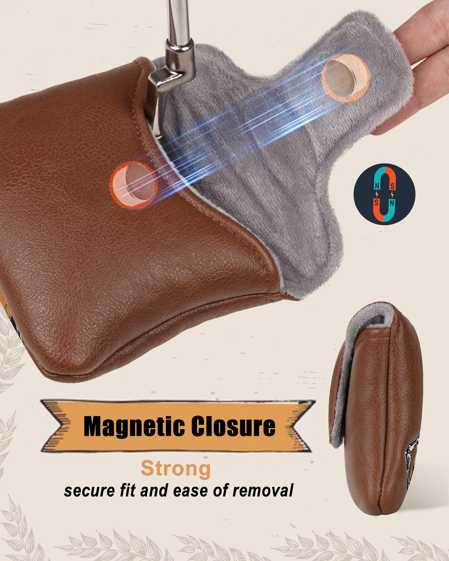 Big Teeth Golf Putter Cover,Mallet Putter Headcover,Mallet Putter Golf Head Covers for Scotty Cameron Odyssey Taylormade Spider Putters (Skull Beer)