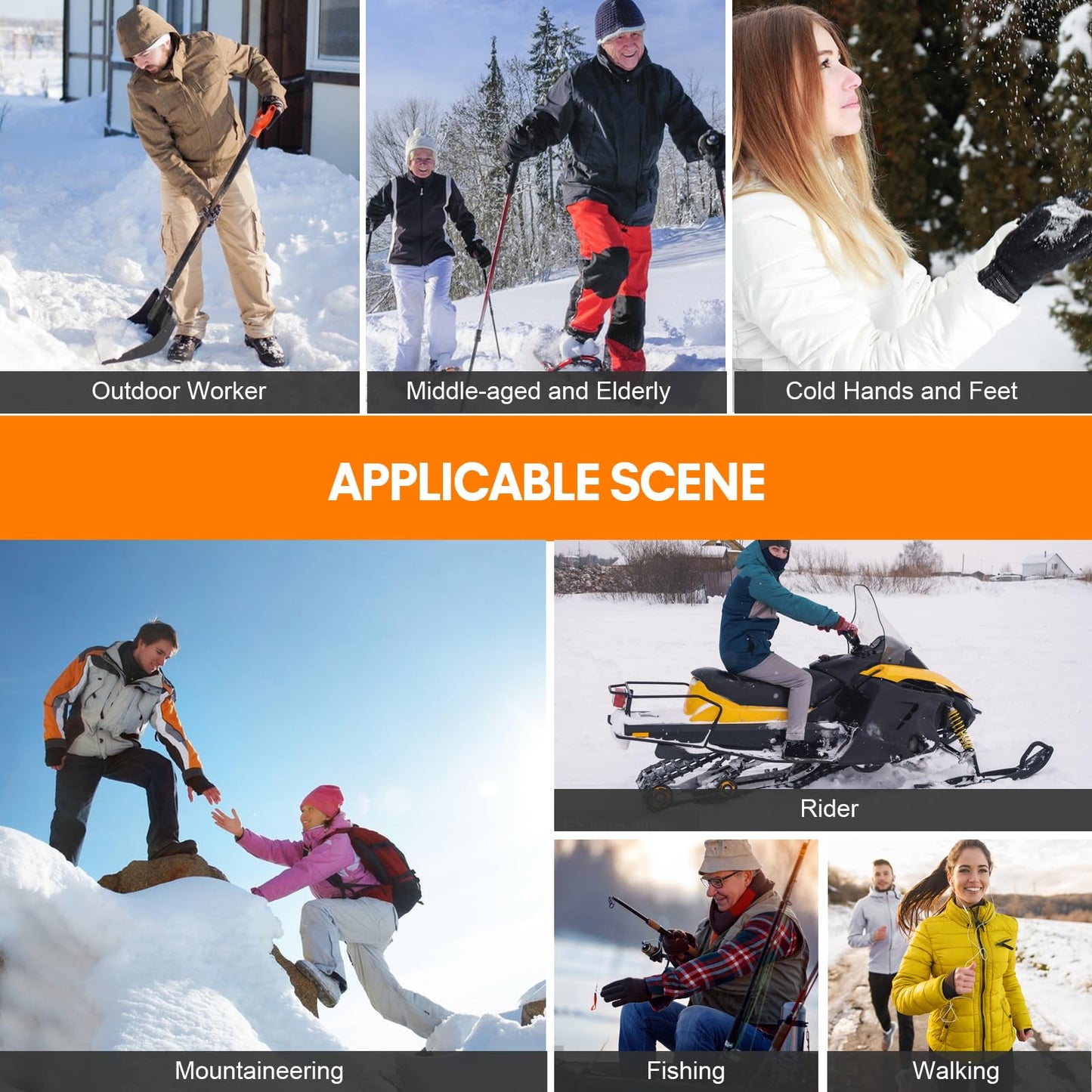 Heated Socks, Electric Heated Socks for Men Women, Rechargeable Battery Heat Up to 8 Hours, Winter Washable Thermal Socks Foot Warmer for Outdoor Camping Skiing Fishing Hunting (Black & Light Grey)