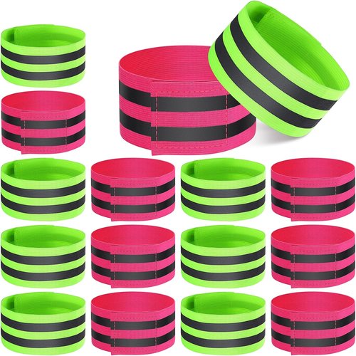 Gejoy Reflective Bands - High Visibility Safety Gear for Wrist, Arm, Ankle & Leg | 16 Pieces