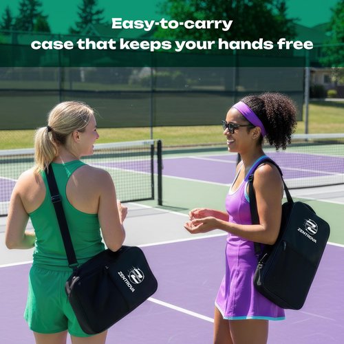 ZENTROVA Carbon Fiber Pickleball Paddle, Lightweight T700 Raw Carbon Surface Pickleball Paddle 16mm Thickness with 2 Pickleballs, Paddle Cover, Wristband, Grip Tape & Carrying Case - for Men & Women