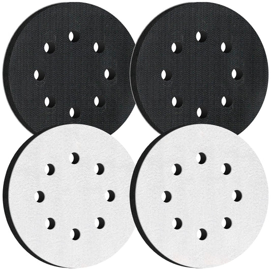 Pukamam 4 Pcs 5 Inch Foam Sponge Sanding Pads 8 Hole Hook and Loop Interface Pads for Random Orbital Sander
