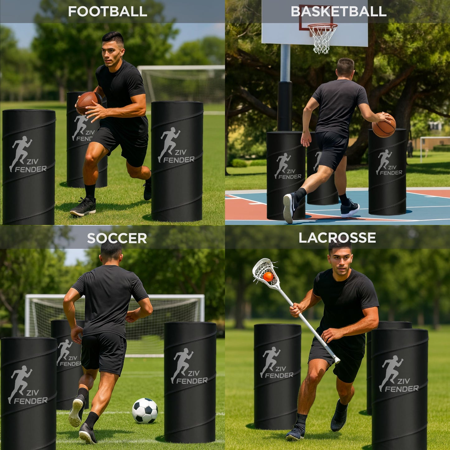 ZivPlay Pop Up Defender Soccer and Basketball Defender Dummy Practice Equipment for Defence Training Drills with Pack of 3 Pop Up Barrels Sand Bags and Carry Bag Color Black